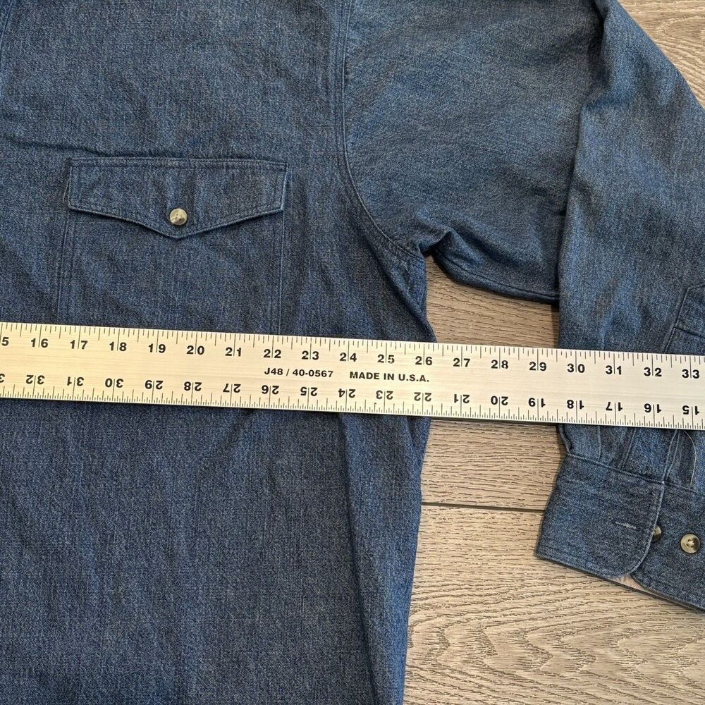 Wrangler Denim Button Down Shirt Mens XL Long Sleeve Workwear Western Vintage - Picture 6 of 7